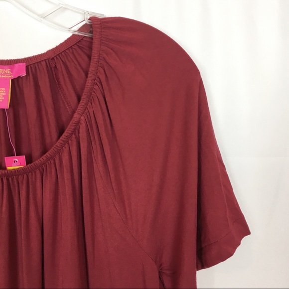 Catherine Malandrino Short Sleeve Top Cranberry S - Picture 6 of 10